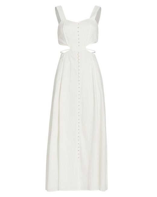 Magali Pascali Ravel Cotton Cut Out Buttoned Midi-dress in White | Lyst