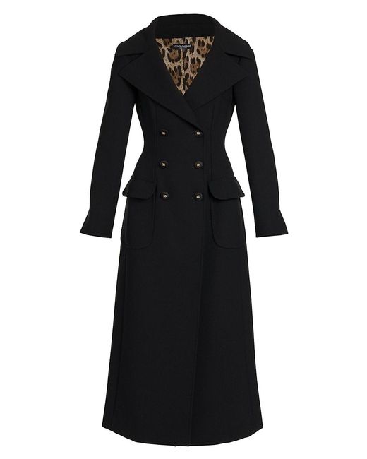 Dolce & Gabbana Virgin Wool Double-breasted Coat Dress in Nero (Black ...