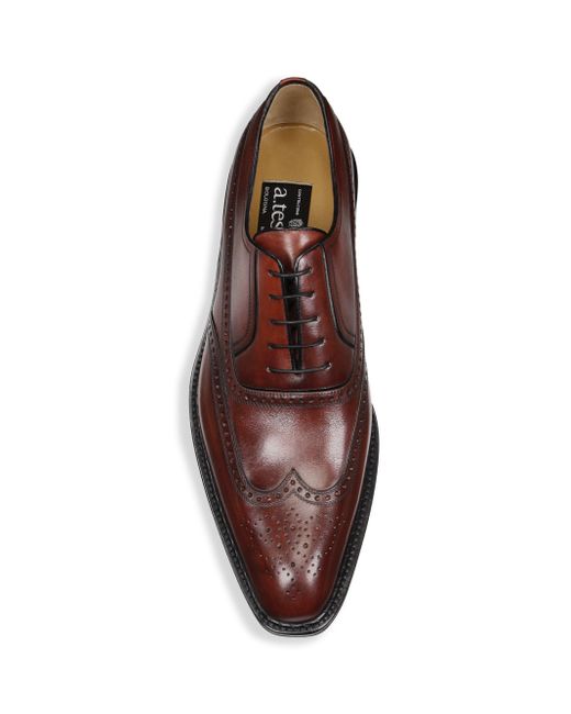 A.Testoni Men's Black Label Leather Wingtip Oxfords - Dark Berry - Size 12  in Brown for Men | Lyst