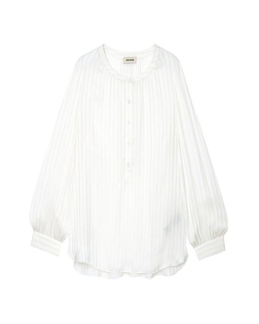 Zadig & Voltaire Raye Satin Blouse in White | Lyst