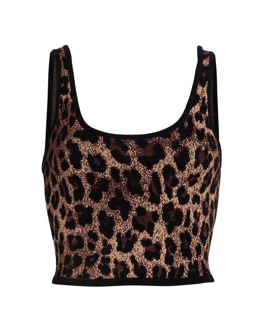 Alice + Olivia Synthetic Daryn Leopard Cropped Tank in Natural | Lyst