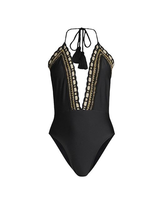 Ramy Brook Lace Angela Onepiece Halter Swimsuit in Black Lyst