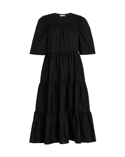 Rosetta Getty Tiered Cotton Dress in Black | Lyst