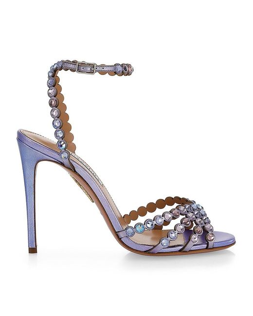 Aquazzura Leather Tequila Crystal-embellished Ankle-strap Sandals | Lyst