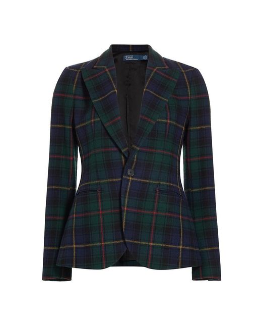 Polo Ralph Lauren Tartan Wool Blazer in Blue Lyst