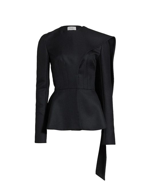 The Row Wool Faye Cape Peplum Jacket in Black | Lyst