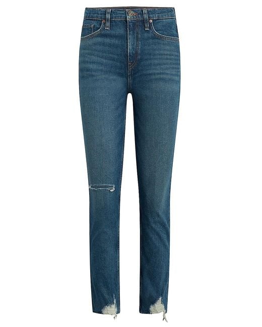 Hudson Jeans Denim Holly High-rise Distressed Straight Crop Jeans in ...