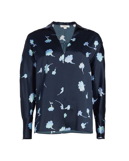 Vince Sea Carnation Silk Shirt in Blue | Lyst