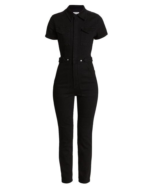 GOOD AMERICAN Shortsleeve Denim Jumpsuit in Black Lyst