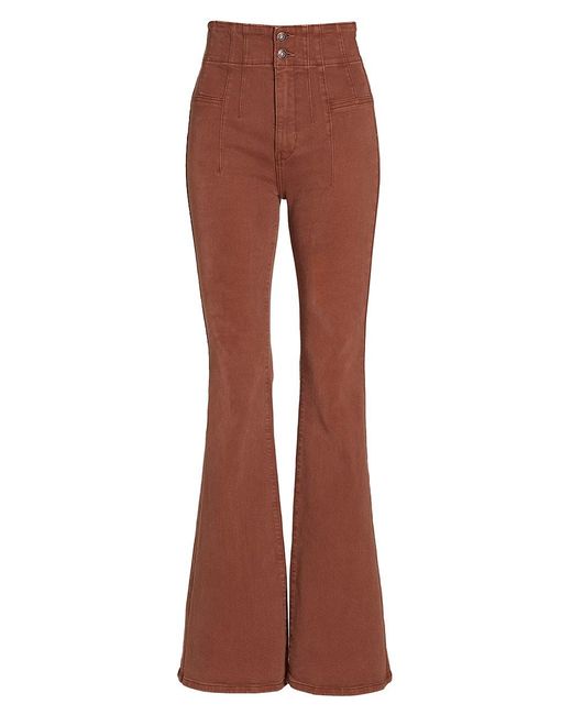 Free People Jayde High-rise Stretch Flare Jeans in Brown | Lyst