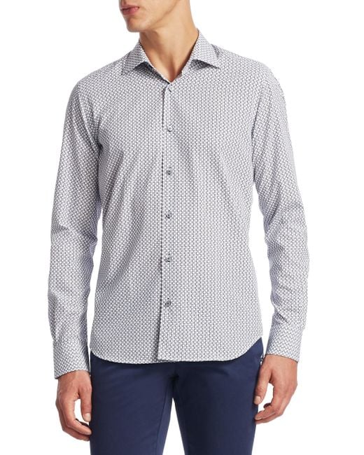 Saks fifth avenue Collection Tile Printed Cotton Button-down Shirt in ...