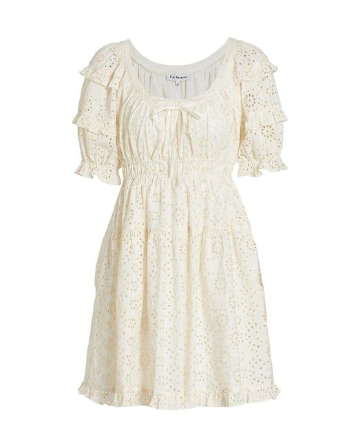 En Saison Cavaretta Eyelet Embroidered Cotton Mini Dress in White | Lyst