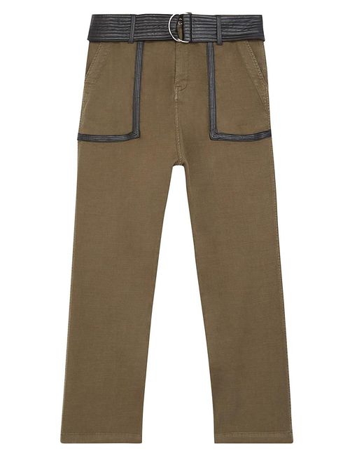 The Kooples Faux-leather Trim Cropped Pants in Khaki (Natural) - Lyst