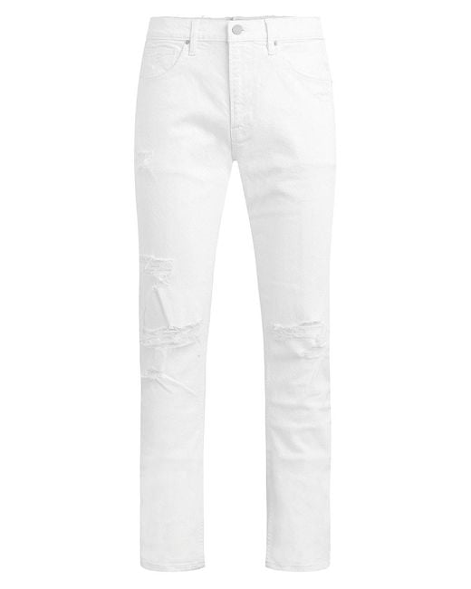 Hudson Jeans Walker Ripped Kick Flare Jeans in White for Men | Lyst