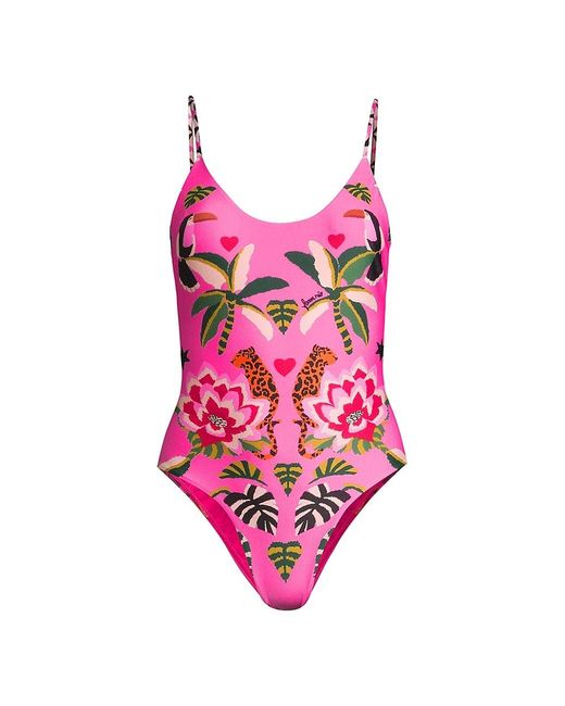 FARM Rio Leopard Forest One-piece Swimsuit in Pink | Lyst