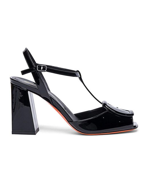 Santoni Patent 85mm Leather Tstrap Sandals in Black Lyst