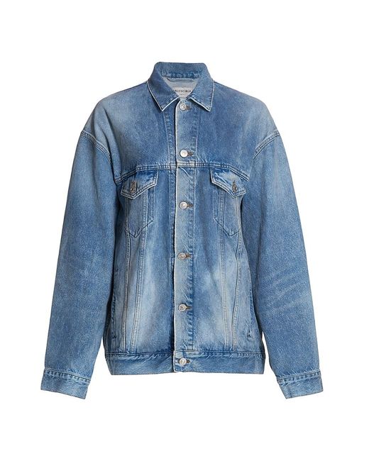 Balenciaga Spray Paint Logo Denim Jacket in Electric Blue (Blue) Lyst
