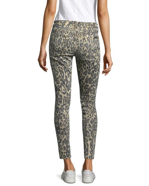 7 For All Mankind Cheetah Print Jeans in Natural | Lyst