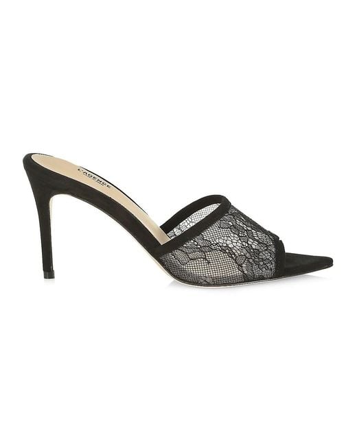 L'Agence Corinne Lace & Suede Sandals in Black | Lyst