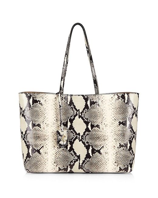 Jimmy Choo Nine2five E w Snake printed Leather Tote In Metallic Lyst