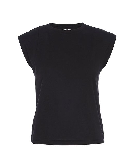 FRAME Cotton Le High Rise Muscle Top in Black | Lyst