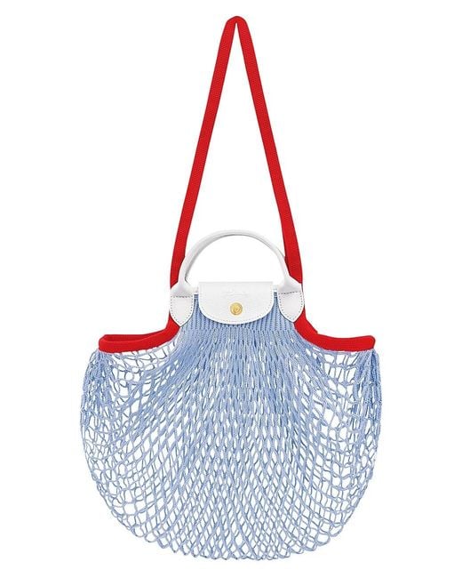 Longchamp Filet Large Netted Cotton Tote Bag in Blue