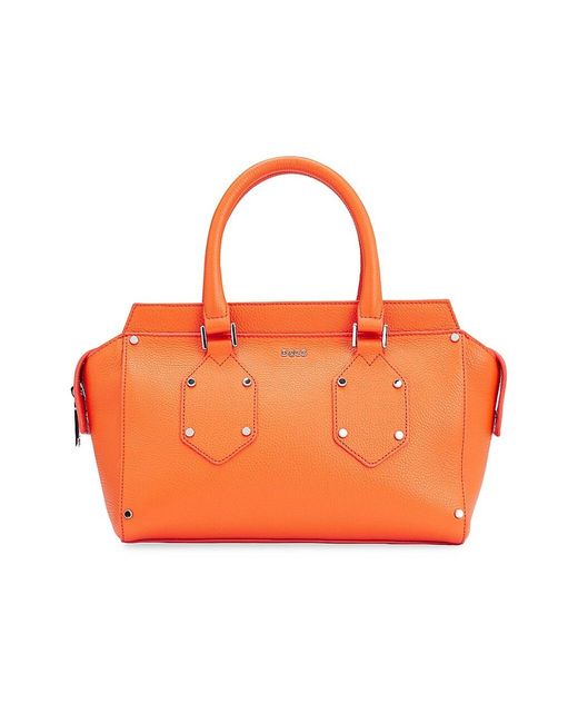 BOSS by HUGO BOSS Grained-leather Tote Bag With Branded Strap in Orange |  Lyst