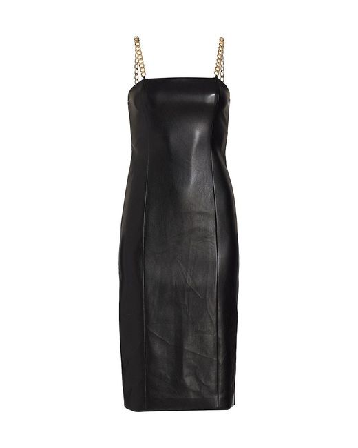 Alice + Olivia Fifi Vegan Leather Chainstrap Dress in Black Lyst