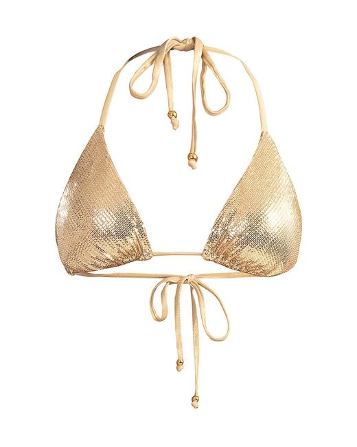 Shoshanna Clean Metallic Sequin Triangle Bikini Top in Natural | Lyst