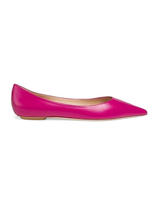 Stuart Weitzman Emilia Pointed-toe Leather Ballet Flats in Pink | Lyst