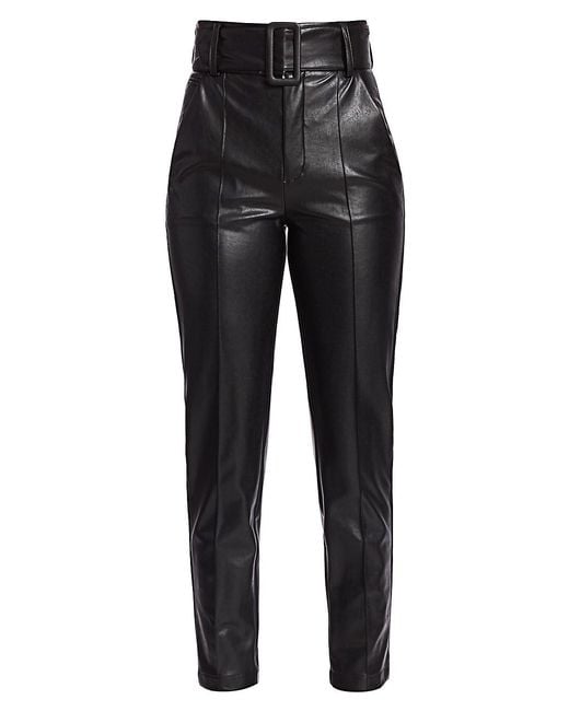 The Kooples High-waist Belted Faux-leather Pants in Black | Lyst