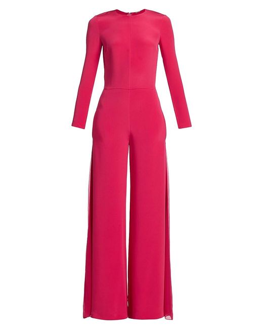 Adam Lippes Wide-leg Silk-crepe Jumpsuit in Raspberry (Pink) | Lyst