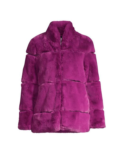 Apparis Sarah Tiered Faux Fur Short Coat in Purple - Lyst
