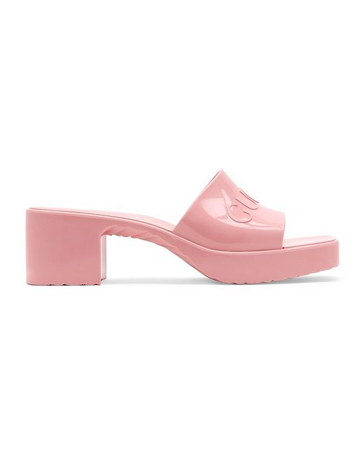 Gucci Rubber Slide Sandals in Pink | Lyst