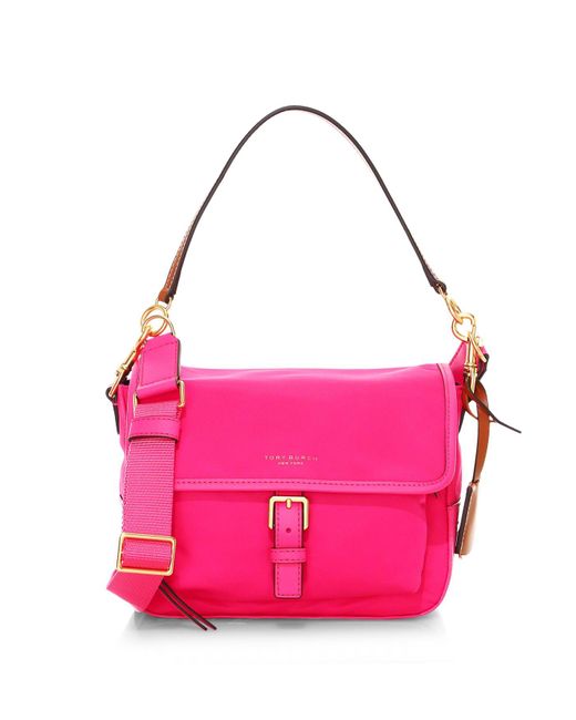 Tory Burch Synthetic Perry Flap Nylon Crossbody in Bright Pink (Pink