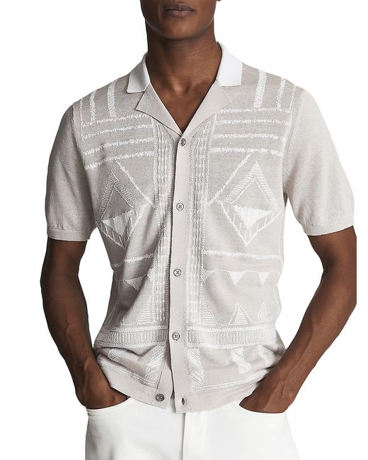 Reiss Linen Guss Embroidered Shortsleeve Shirt in White for Men Lyst