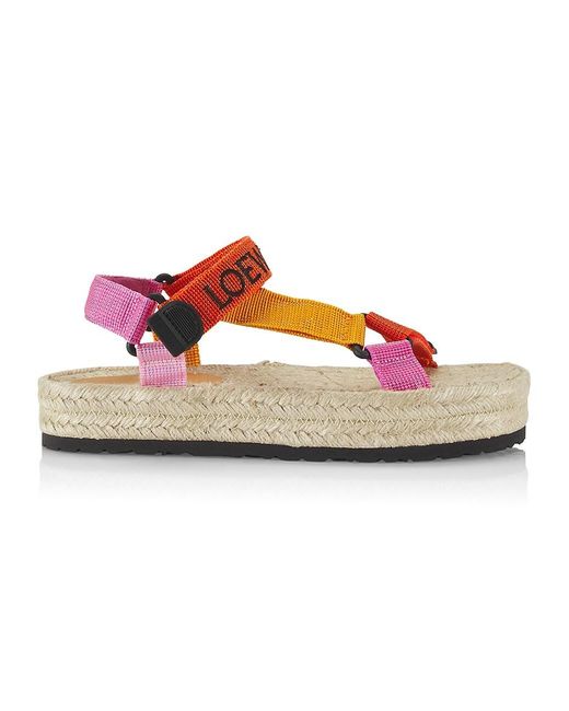 Loewe Synthetic Strappy Espadrille Platform Sandals in Orange | Lyst
