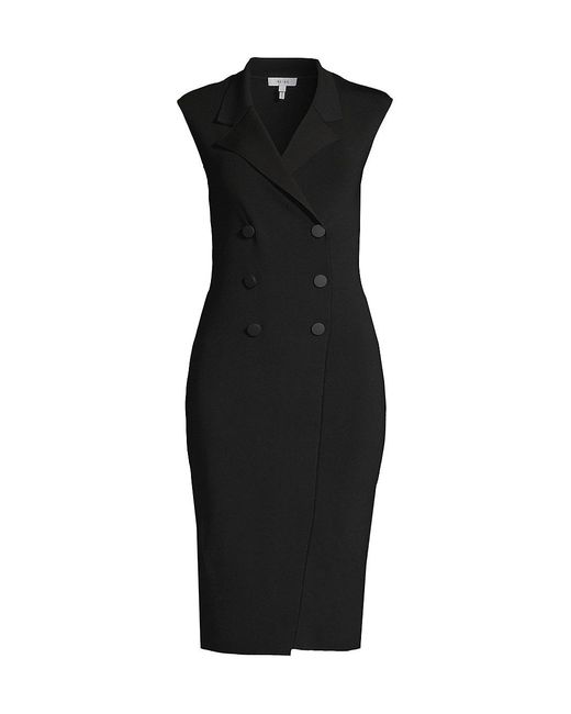 Reiss Synthetic Milena Doublebreasted Kneelength Dress in Black Lyst