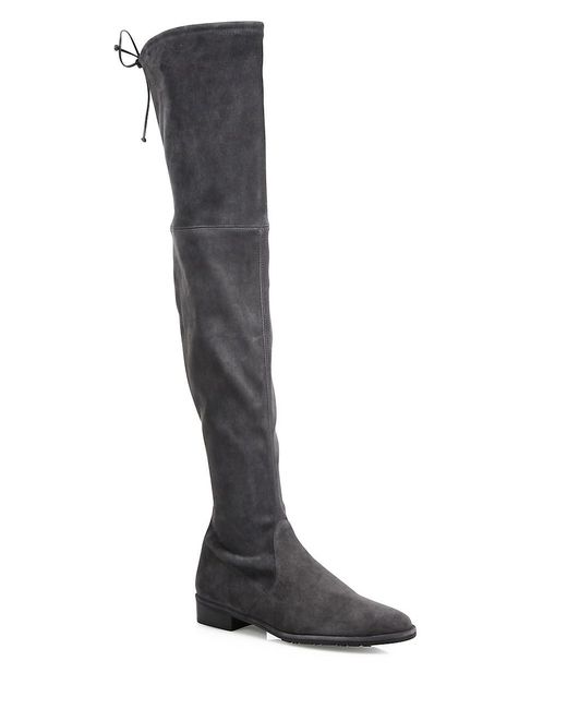 Stuart Weitzman Lowland Over-the-knee Suede Boots in Slate (Black) | Lyst