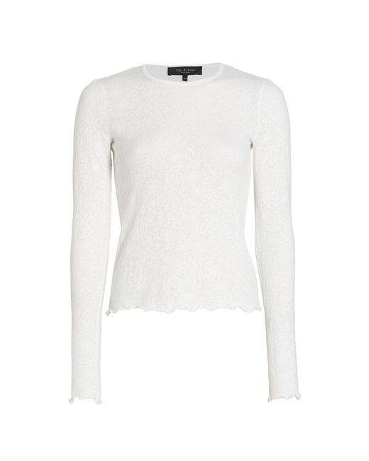 Rag & Bone Cotton Gemma Jacquard L/s Sweater in White | Lyst