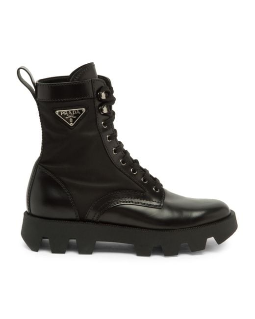 Prada Synthetic Brushed Nylon Combat Boots in Nero (Black) for Men - Lyst