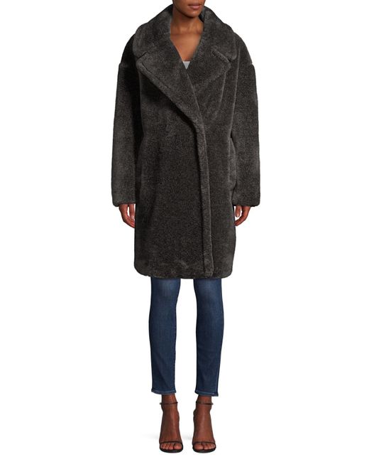 Donna Karan Faux Fur Teddy Coat in Dark Grey (Gray) - Save 44% - Lyst