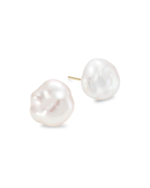 Amber Sceats White Muriel 24k Gold-plated & Pearl Stud Earrings