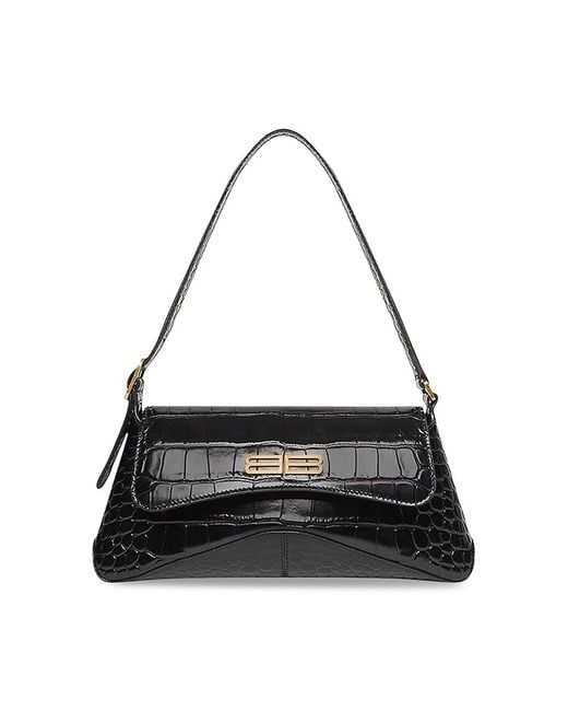 Balenciaga Xx Small Flap Bag Crocodile Embossed in Black | Lyst