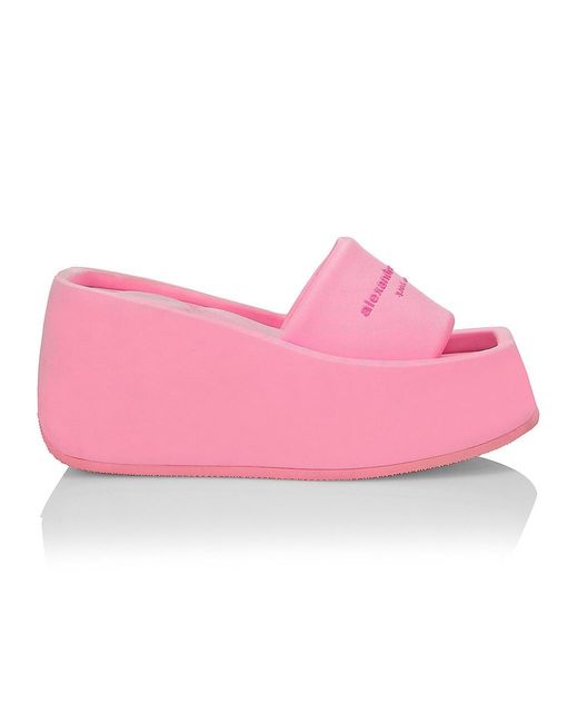 Alexander Wang Rubber Taji Platform Logo Sandals in Neon Bubblegum (Black) | Lyst