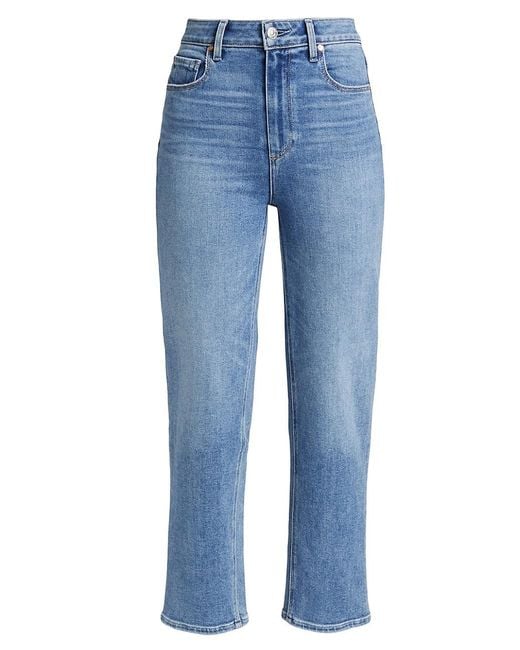 PAIGE Denim Stella Straight-fit Cropped Jeans in Blue | Lyst
