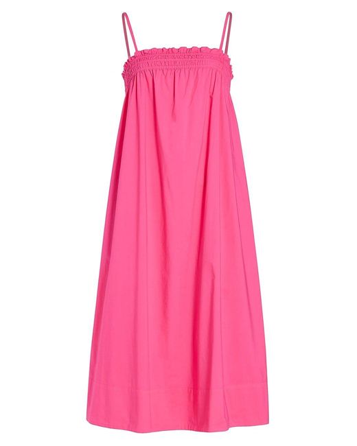 Pistola Farrah Smocked Stretch Cotton Dress in Bright Pink (Pink) | Lyst