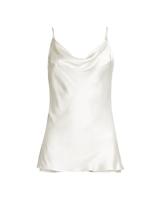 Natori Key Essentials Silk Cowl-neck Tank in White | Lyst
