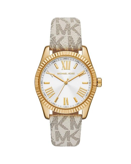 Michael Kors Lexington Goltone & Pvc Three-hand Watch in Metallic