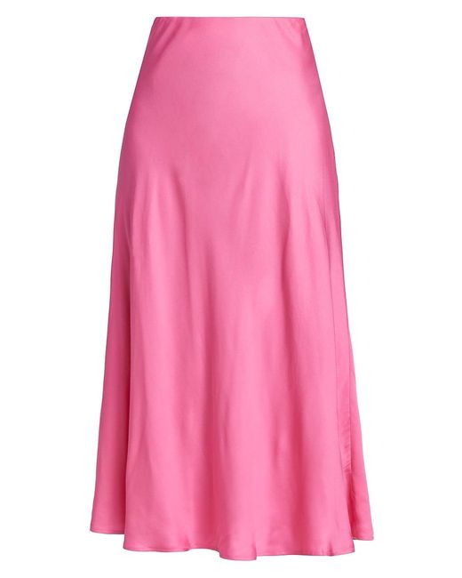 L'Agence Synthetic Clarisa Bias-cut A-line Maxi Skirt in Dark Rose ...